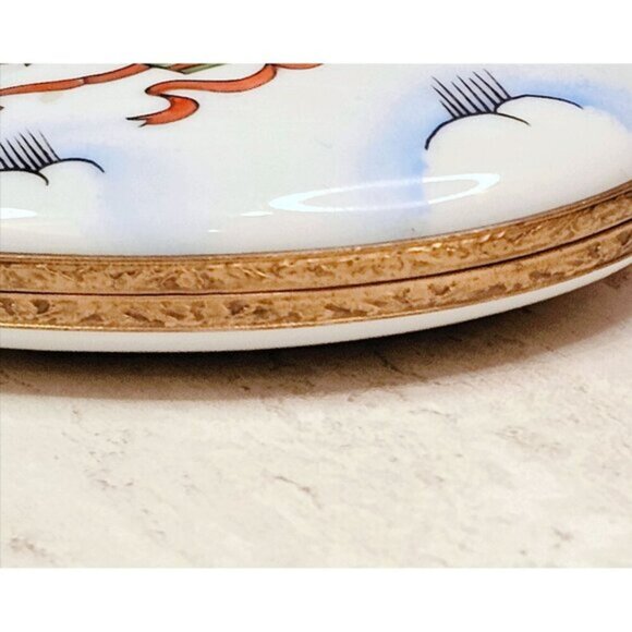 Heart-Shaped Limoges Trinket Box With Cherub Design & Ribbon Accents Fro… - Picture 8 of 8